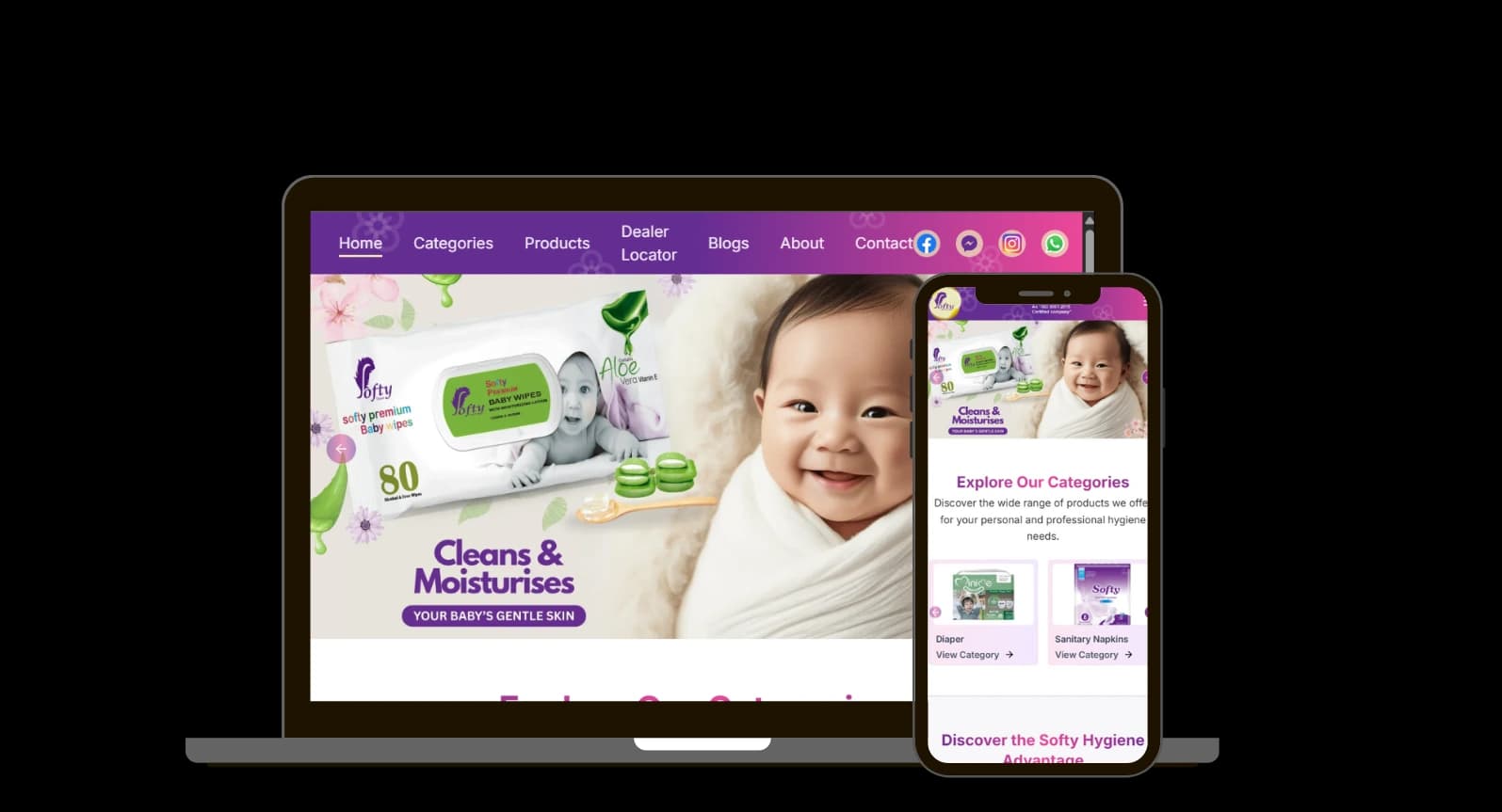 Softy Hygiene - Dynamic Website & CRM System project showcase